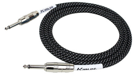 Kirlin Fabric Series Instrument Cable - Straight to Straight - 10ft - Black & White
