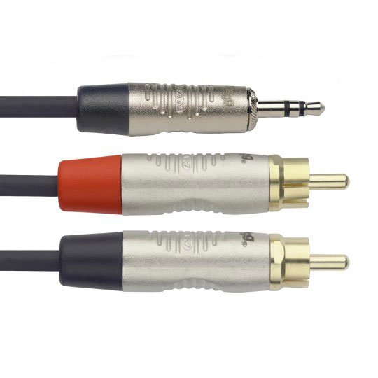 Stagg N Series - Mini Jack to 2 x Male RCA/Phono Cable - 1.5m/5ft