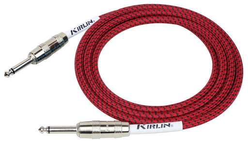 Kirlin Fabric Series Instrument Cable - Straight to Straight - 10ft - Black & Red