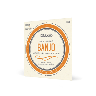 D'Addario Banjo Strings - 10-23 Medium, 5-String, Nickel