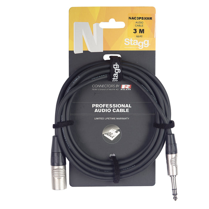 Stagg N Series - Stereo 1/4 Inch Jack to XLR Male Audio Cable - 33ft