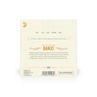 D'Addario Banjo Strings - 10-23 Medium, 5-String, Nickel